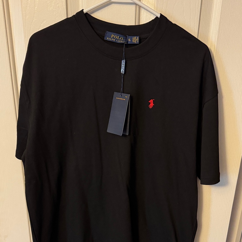 Polo by Ralph Lauren Men's Black Tee with Red Logo
